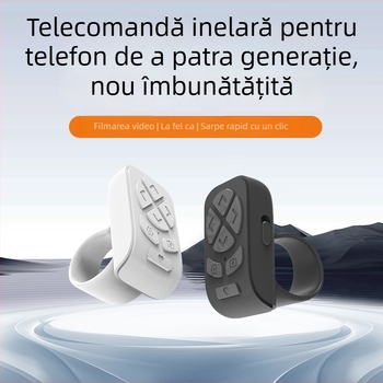 Inel Bluetooth telecomandă pentru tablete și telefoane, declanșator de cameră, instrument pentru selfie, derulare pagini, DY11, 200 mAh, USB-C, rază wireless 10–15 m, purtabil