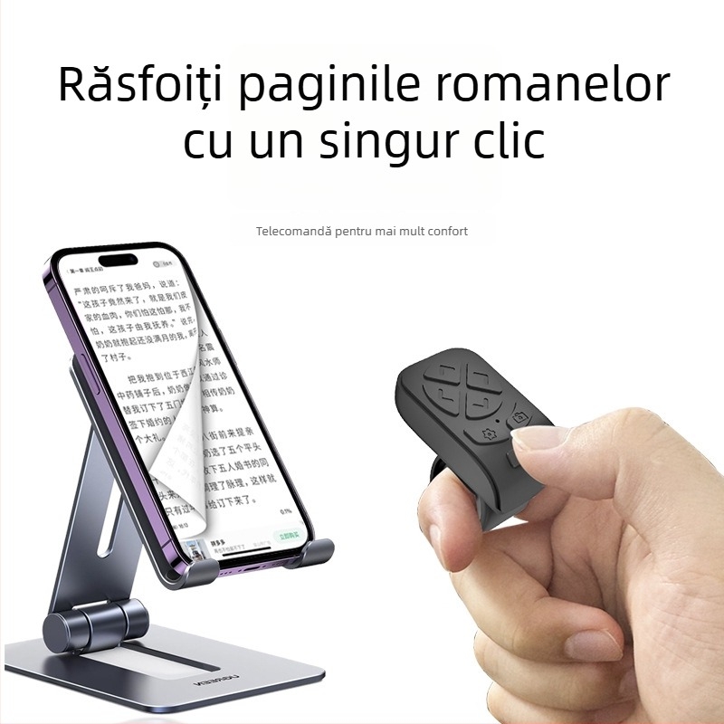 Inel Bluetooth telecomandă pentru tablete și telefoane, declanșator de cameră, instrument pentru selfie, derulare pagini, DY11, 200 mAh, USB-C, rază wireless 10–15 m, purtabil
