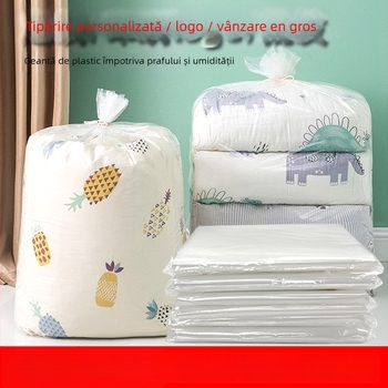 Geantă din plastic PE cu gură plată pentru depozitarea hainelor și păturilor; groasă, capacitate mare, protecție împotriva prafului și apei; material: 100% nou; proces: blown film; potrivită pentru depozitare, împachetare și mutare.