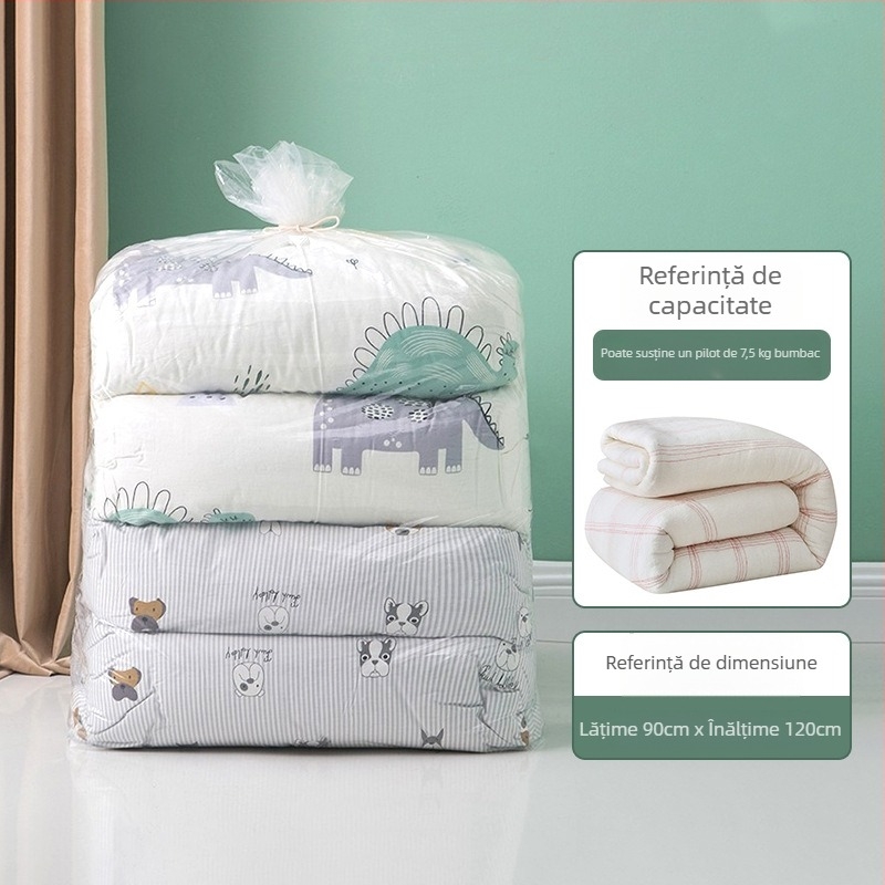 Geantă din plastic PE cu gură plată pentru depozitarea hainelor și păturilor; groasă, capacitate mare, protecție împotriva prafului și apei; material: 100% nou; proces: blown film; potrivită pentru depozitare, împachetare și mutare.