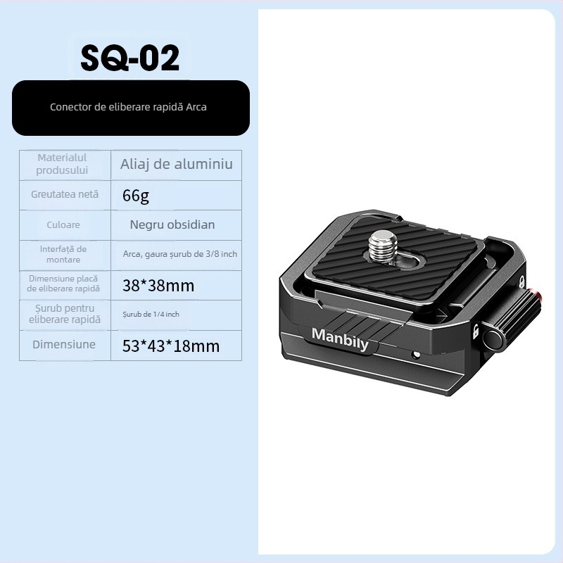 Stabilizator gimbal hidraulic pentru GoPro Max, aliaj de aluminiu, rotație 360° verticală și orizontală, eliberare rapidă ARCA-Swiss, compatibil cu șuruburi 1/4 inch și 3/8 inch, model VH30