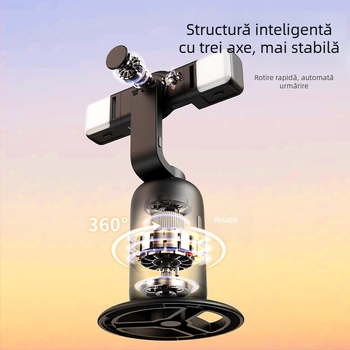 Gimbal de urmărire AI cu recunoaștere facială, rotație orizontală de 360°, suport de birou, material ABS, greutate 330 g