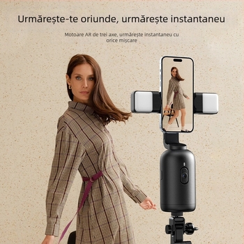 Gimbal de urmărire AI cu recunoaștere facială, rotație orizontală de 360°, suport de birou, material ABS, greutate 330 g