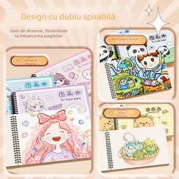 Carnet de desen cu spirală, hârtie groasă, rezistent la pătrunderea cernelei, 30 pagini