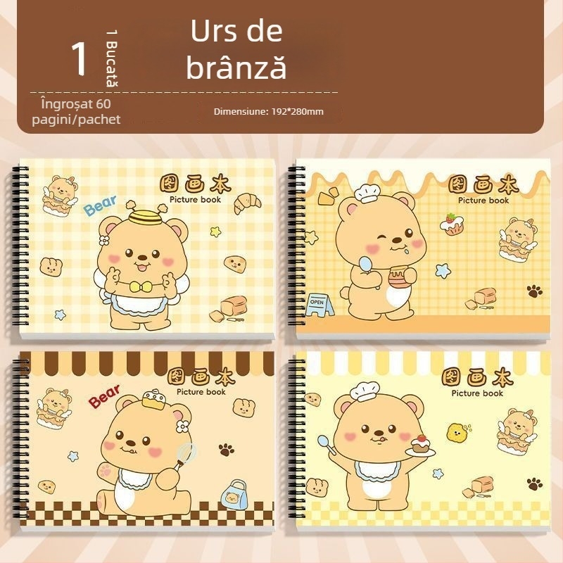 Carnet de desen cu spirală, hârtie groasă, rezistent la pătrunderea cernelei, 30 pagini