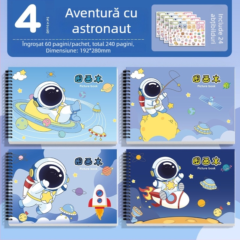 Carnet de desen cu spirală, hârtie groasă, rezistent la pătrunderea cernelei, 30 pagini