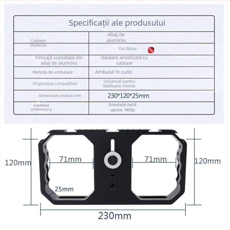 Cage metal pentru telefon pentru vlogging și fotografie, model Phone Cage, aliaj de aluminiu, suport pentru personalizare, sursă de export transfrontalier exclusivă