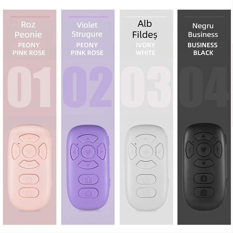 Telecomandă Bluetooth cu 8 butoane pentru smartphone, control selfie, schimbare pagini, vizionare de videoclipuri scurte, încărcabilă