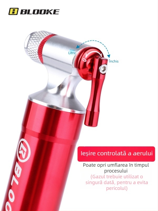 Blooke recipient CO2 pentru biciclete de munte și oraș — aliaj de aluminiu, recipient portabil pentru umflare pneuri, valvă CO2