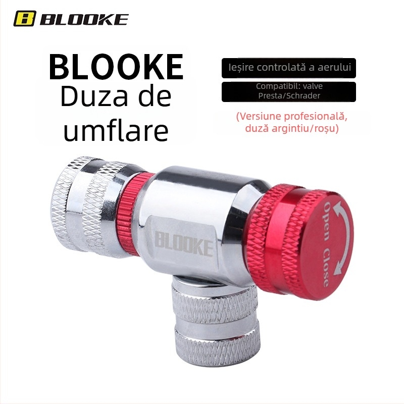 Blooke recipient CO2 pentru biciclete de munte și oraș — aliaj de aluminiu, recipient portabil pentru umflare pneuri, valvă CO2