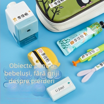 Etichete cu nume pentru grădiniță și școala primară, design cartoon, etichete transparente autoadezive, impermeabile, etichete scrise de mână, dimensiune 11x46 mm