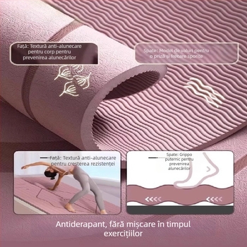 Covoraș de yoga din TPE, antiderapant, cu design lărgit și îngroșat, 6–12 mm, ecologic