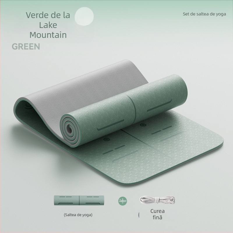 Covoraș de yoga din TPE, antiderapant, cu design lărgit și îngroșat, 6–12 mm, ecologic