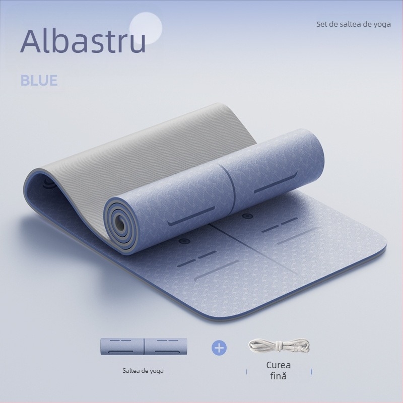 Covoraș de yoga din TPE, antiderapant, cu design lărgit și îngroșat, 6–12 mm, ecologic