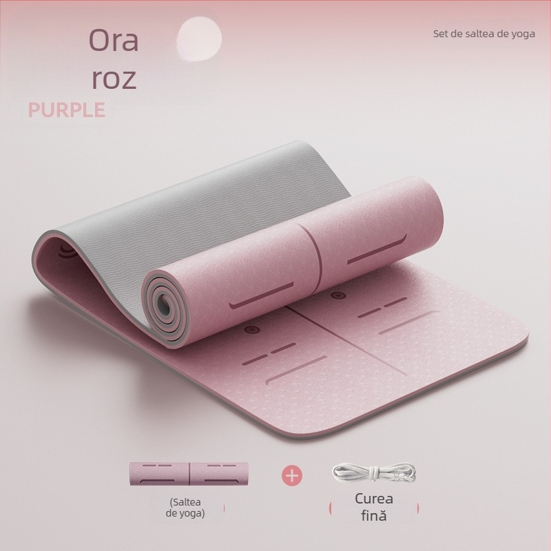 Covoraș de yoga din TPE, antiderapant, cu design lărgit și îngroșat, 6–12 mm, ecologic