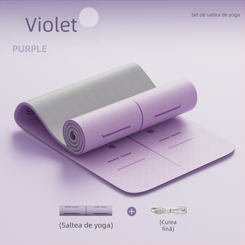 Covoraș de yoga din TPE, antiderapant, cu design lărgit și îngroșat, 6–12 mm, ecologic