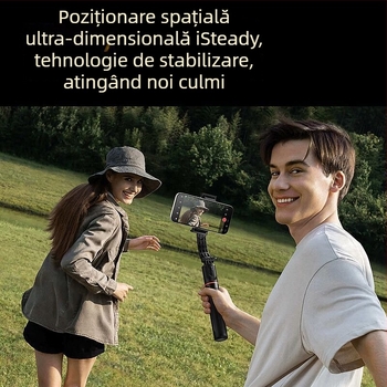 Stabilizator gimbal inteligent cu AR pentru telefoane, băț selfie manual pentru vloguri și streaming live