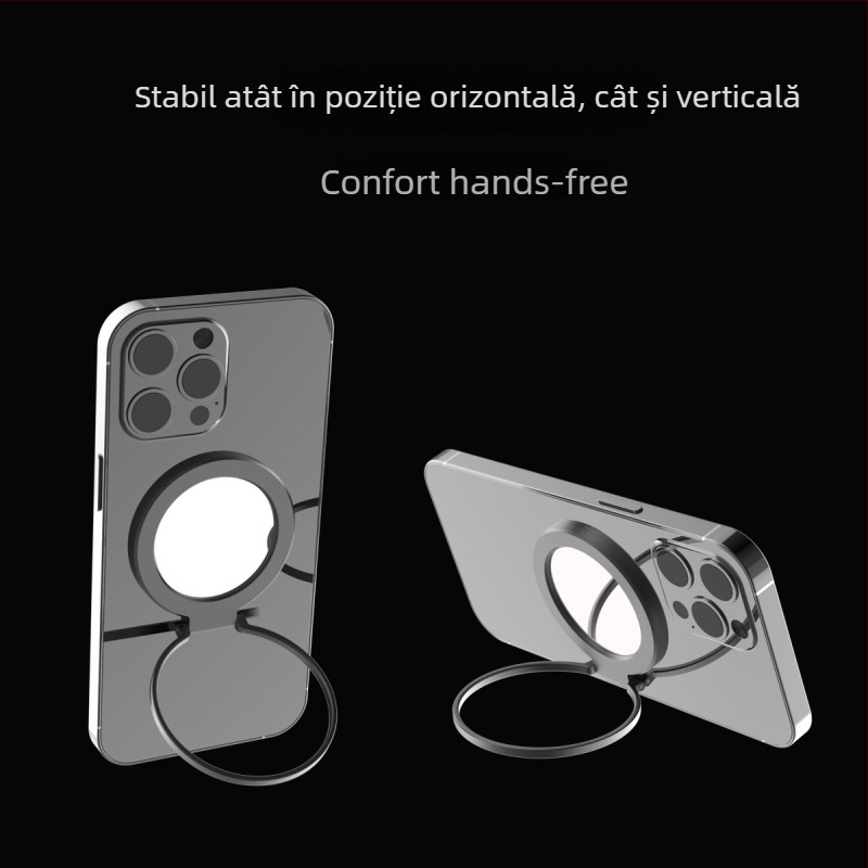 Suport pentru telefon cu braț magnetic în formă de inel, pliabil, portabil, oglindă pentru selfie, aliaj de aluminiu