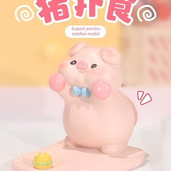Suport pentru telefon în formă de purcel pentru birou, figurină din rășină pentru decor de birou, cadou de ziua de naștere pentru coleg de bancă