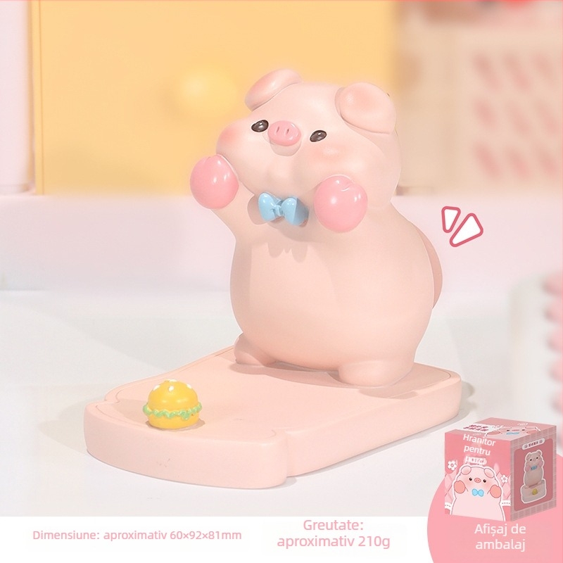 Suport pentru telefon în formă de purcel pentru birou, figurină din rășină pentru decor de birou, cadou de ziua de naștere pentru coleg de bancă