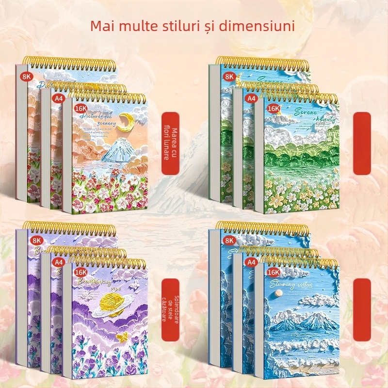 Caiet de schițe pentru pictură în ulei Four Seasons, model Sjnh-oil painting sketchbook, seria Oil painting sketchbook, 80 de coli, hârtie 80 g/m²