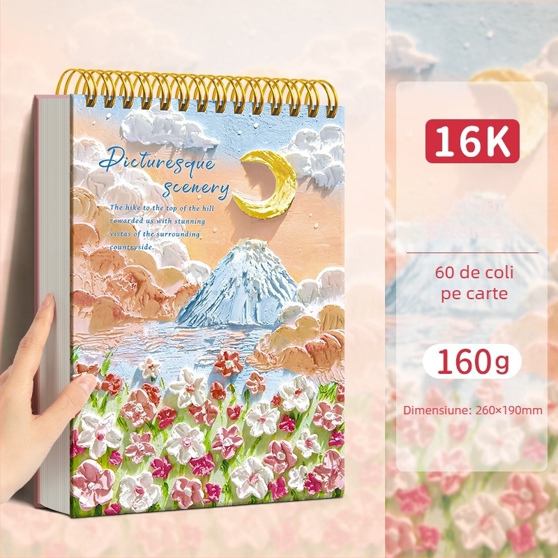 Caiet de schițe pentru pictură în ulei Four Seasons, model Sjnh-oil painting sketchbook, seria Oil painting sketchbook, 80 de coli, hârtie 80 g/m²