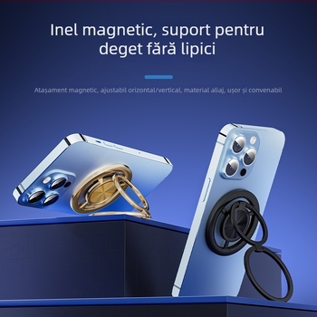Suport magnetic pentru deget și stand de masă pentru telefon, rotație la 360°, metal