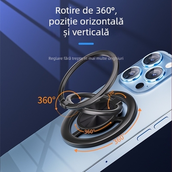Suport magnetic pentru deget și stand de masă pentru telefon, rotație la 360°, metal