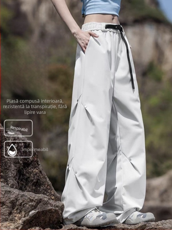 Pantaloni de drumeție unisex din softshell, uscare rapidă, primăvară-toamnă – rezistenți la vânt, talie elastică cu curea, croială dreaptă, pentru activități în aer liber, trei funcții de protecție