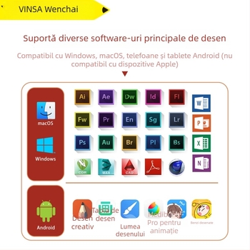Wencai VIN1060PLUS 1060 tabletă de desen – interfață USB, corp ABS, pix pasiv (fără încărcare), se conectează la PC și la telefon, potrivită pentru pictură și lecții online
