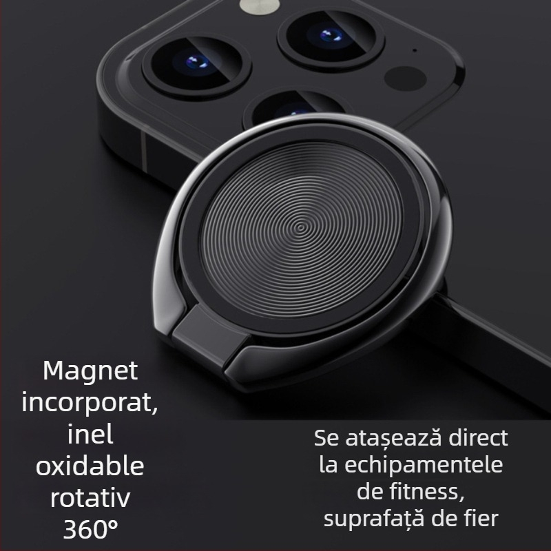 Can suport magnetic pentru telefon cu inel metalic, aliaj de zinc, universal, rotire la 360°, compatibil cu Apple, Huawei, Xiaomi, Vivo, Oppo, personalizare logo disponibil