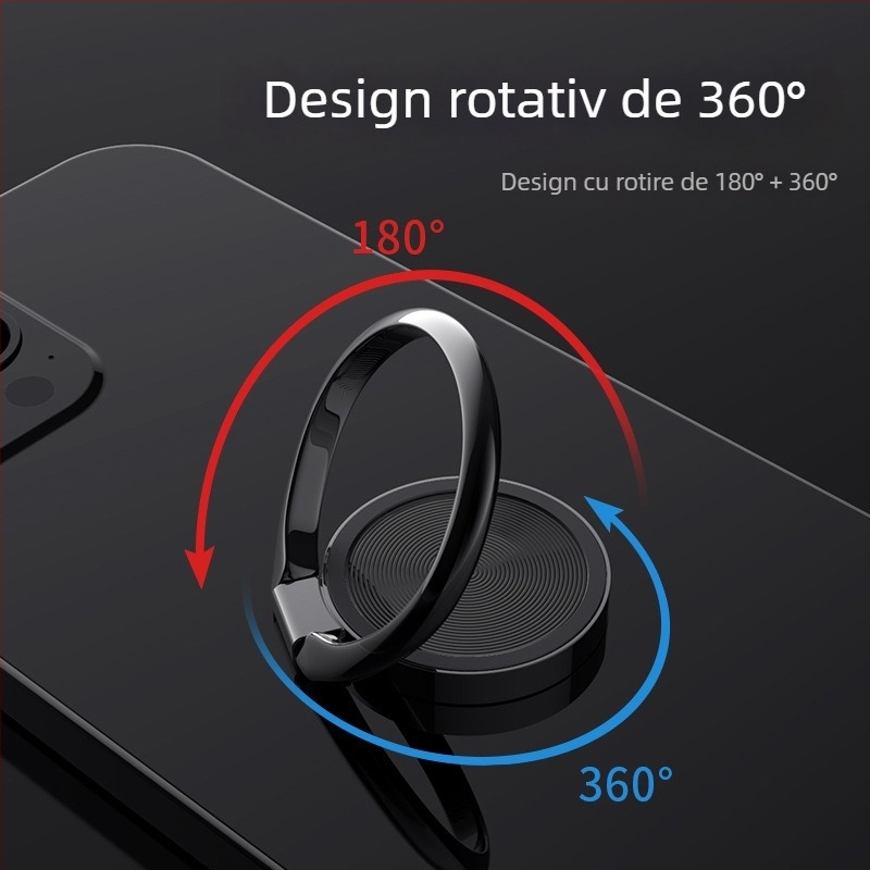 Can suport magnetic pentru telefon cu inel metalic, aliaj de zinc, universal, rotire la 360°, compatibil cu Apple, Huawei, Xiaomi, Vivo, Oppo, personalizare logo disponibil