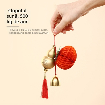 Pandantiv decorativ cu clopot de dovleac pentru 2026 — Anul Chinezesc Nou, ornament suspensiv festiv, Happy togethers, ambalaj Opp, material: Alt
