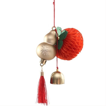 Pandantiv decorativ cu clopot de dovleac pentru 2026 — Anul Chinezesc Nou, ornament suspensiv festiv, Happy togethers, ambalaj Opp, material: Alt