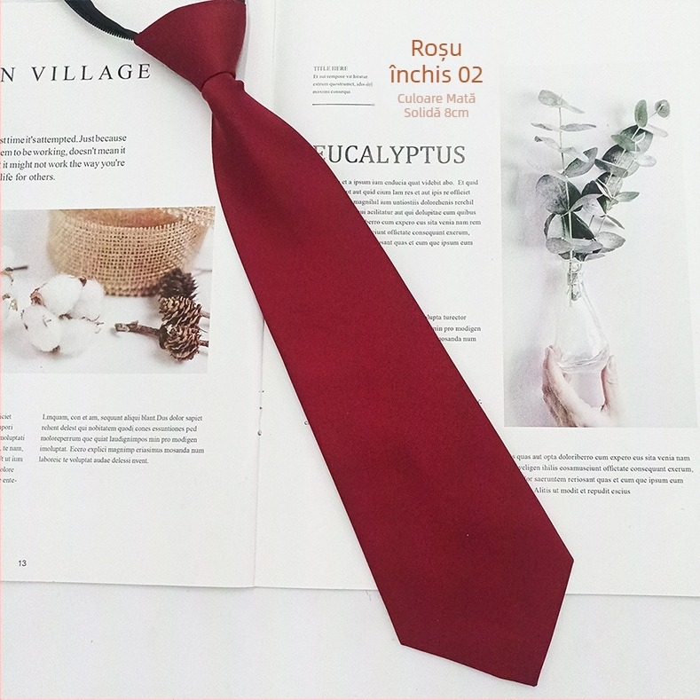 Cravată de damă cu fermoar — finisaj satin, stil săgeată, design cu fermoar, fibre poliesterice, căptușeală poliesterică