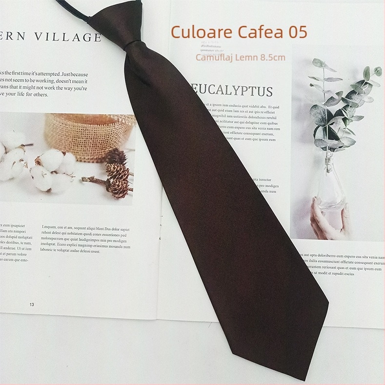 Cravată de damă cu fermoar — finisaj satin, stil săgeată, design cu fermoar, fibre poliesterice, căptușeală poliesterică