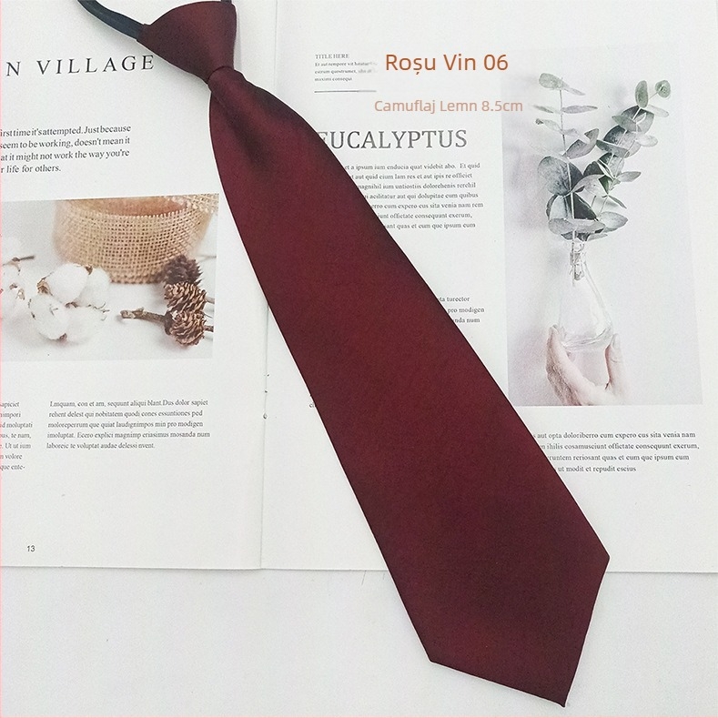 Cravată de damă cu fermoar — finisaj satin, stil săgeată, design cu fermoar, fibre poliesterice, căptușeală poliesterică