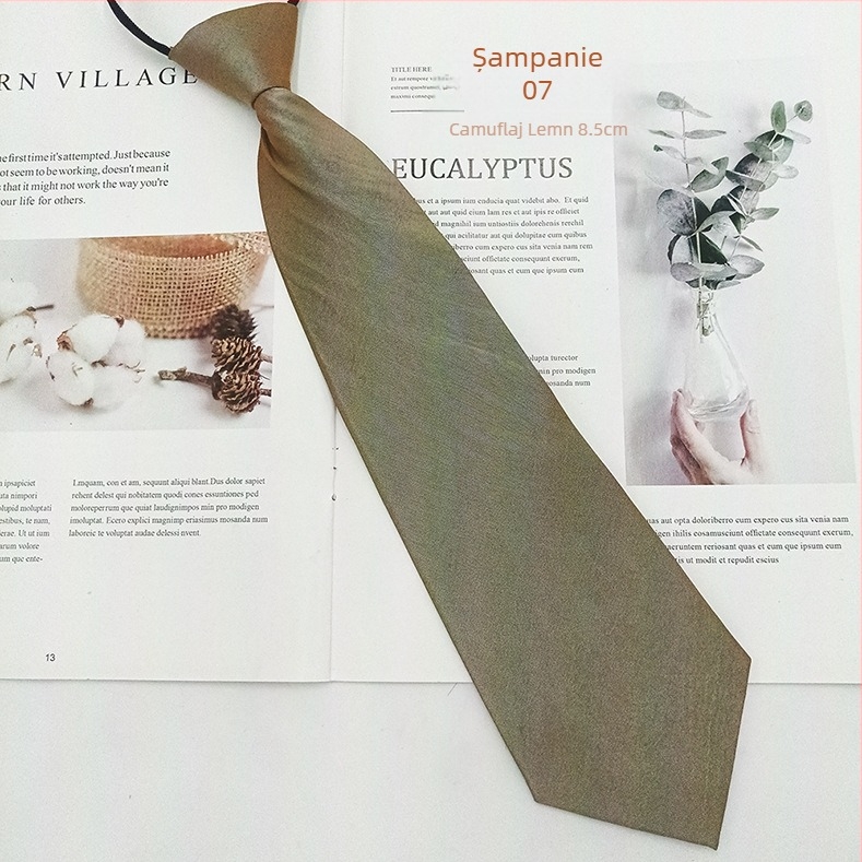 Cravată de damă cu fermoar — finisaj satin, stil săgeată, design cu fermoar, fibre poliesterice, căptușeală poliesterică