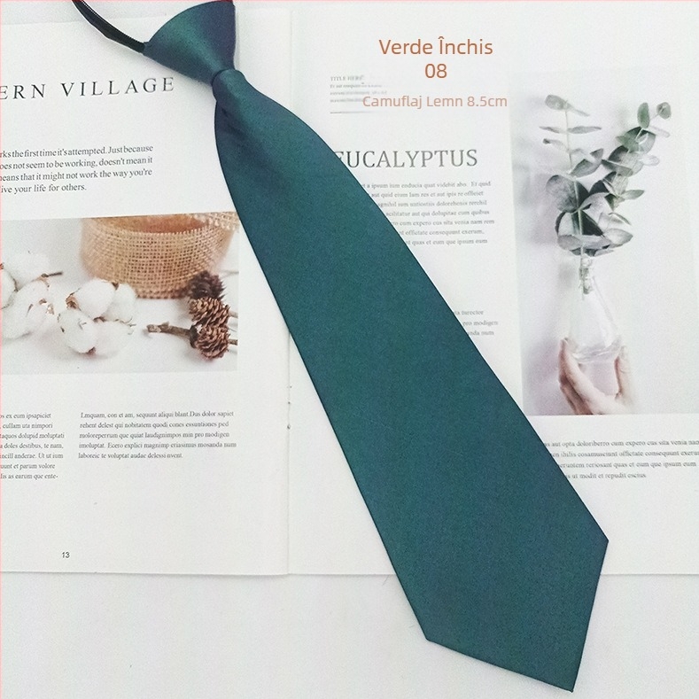 Cravată de damă cu fermoar — finisaj satin, stil săgeată, design cu fermoar, fibre poliesterice, căptușeală poliesterică