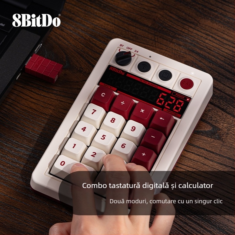 Baritang Retro18 tastatură numerică mecanică, conectivitate în trei moduri pentru PC, include receptor 2,4G și cablu USB, greutate 596 g