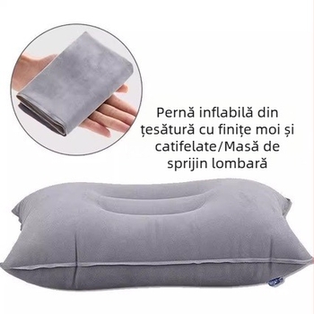 Pernă de gât gonflabilă pentru călătorii, formă U, PVC, greutate 80 g, pentru 1 persoană