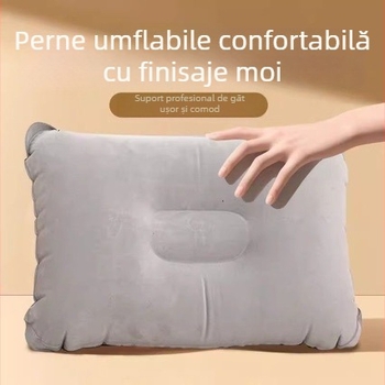 Pernă de gât gonflabilă pentru călătorii, formă U, PVC, greutate 80 g, pentru 1 persoană