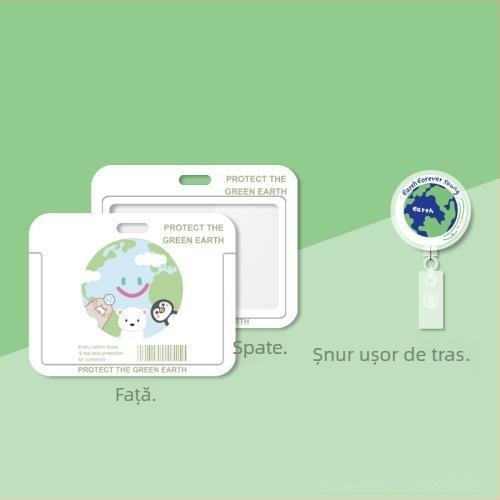 Port-ecuson din plastic, cu orientare orizontală, pentru doctori și asistente, cu sfoară retractabilă și cataramă pentru gât