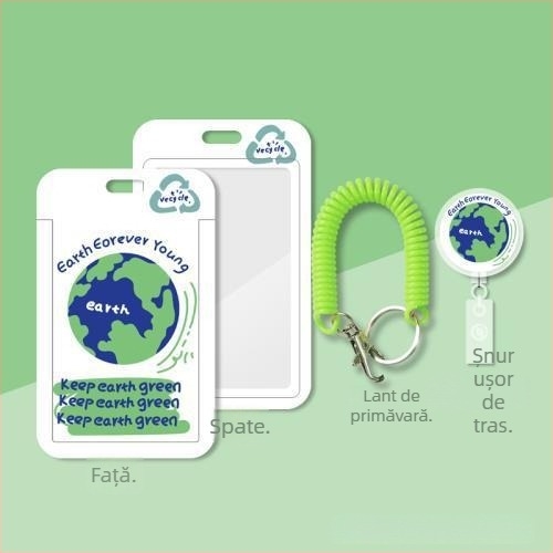 Port-ecuson din plastic, cu orientare orizontală, pentru doctori și asistente, cu sfoară retractabilă și cataramă pentru gât