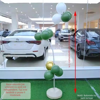 Arc de fundal pentru nuntă, tuburi flexibile din aluminiu-plastic și PVC, tuburi în formă balon neregulate, stâlpi mari cu flori din hârtie