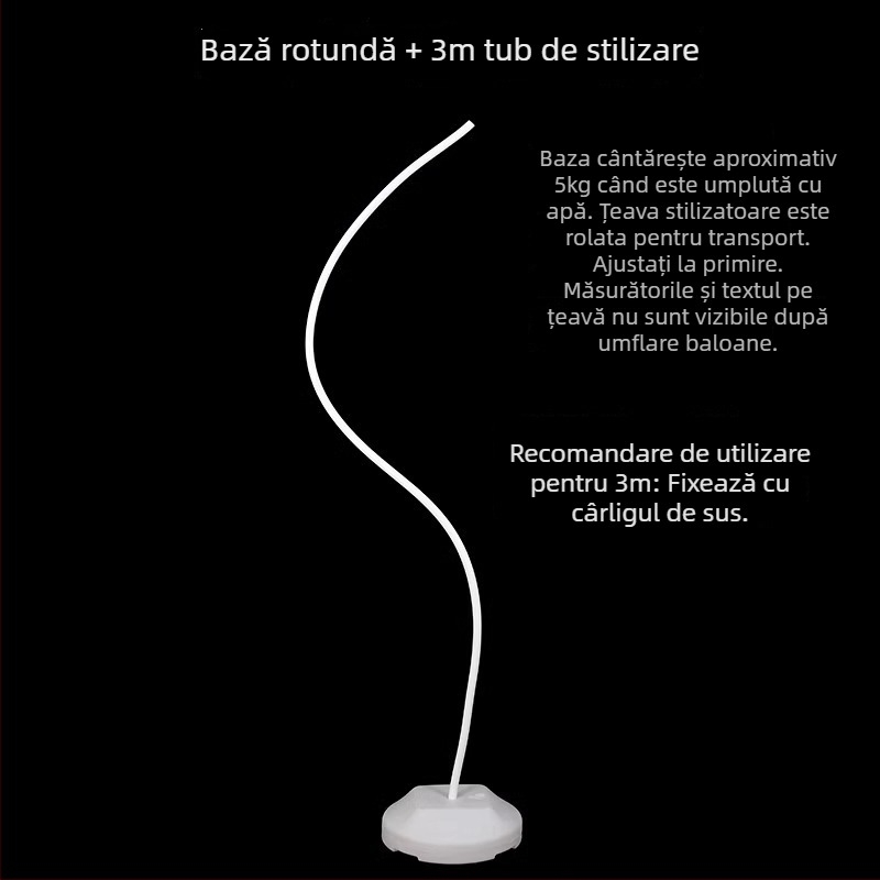 Arc de fundal pentru nuntă, tuburi flexibile din aluminiu-plastic și PVC, tuburi în formă balon neregulate, stâlpi mari cu flori din hârtie