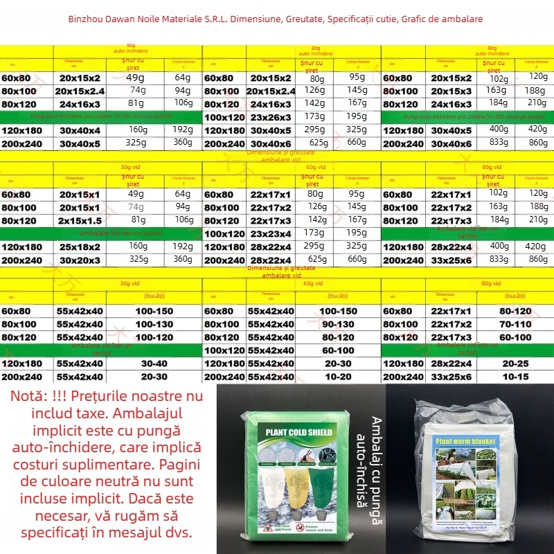 Acoperire izolatoare pentru plante și copaci; material plastic; izolație termică și protecție împotriva înghețului