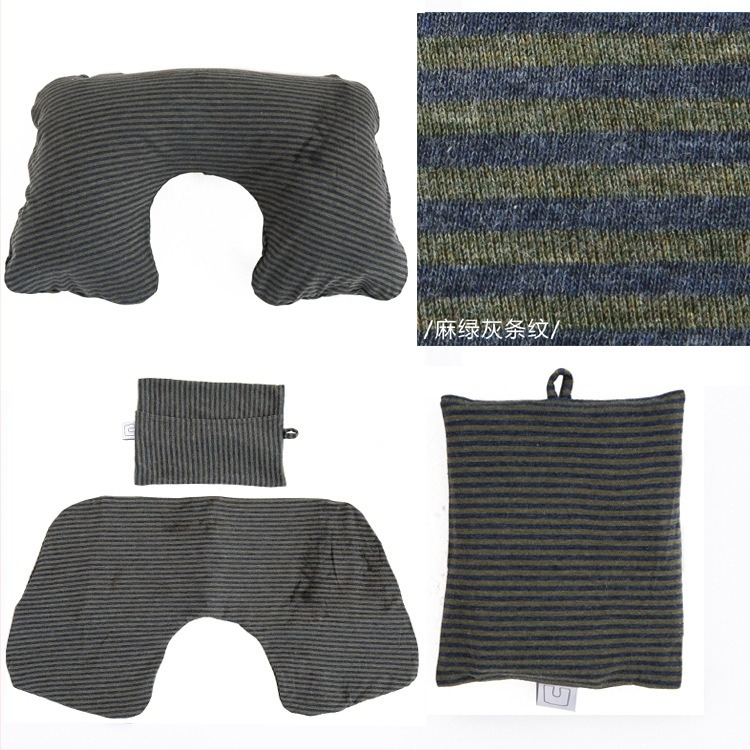 Pernă de gât gonflabilă în formă de U pentru călătorii, umplută cu gaz, țesătură exterioară din bumbac și miez din fibre chimice – pentru un singur utilizator, suport portabil pentru gât