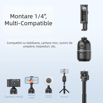 Gimbal pentru telefon cu urmărire AI a feței, suport de birou 360°, compatibilitate universală a telefoanelor, fără aplicație, greutate 248 g, Tokqi/Tuoyi P03