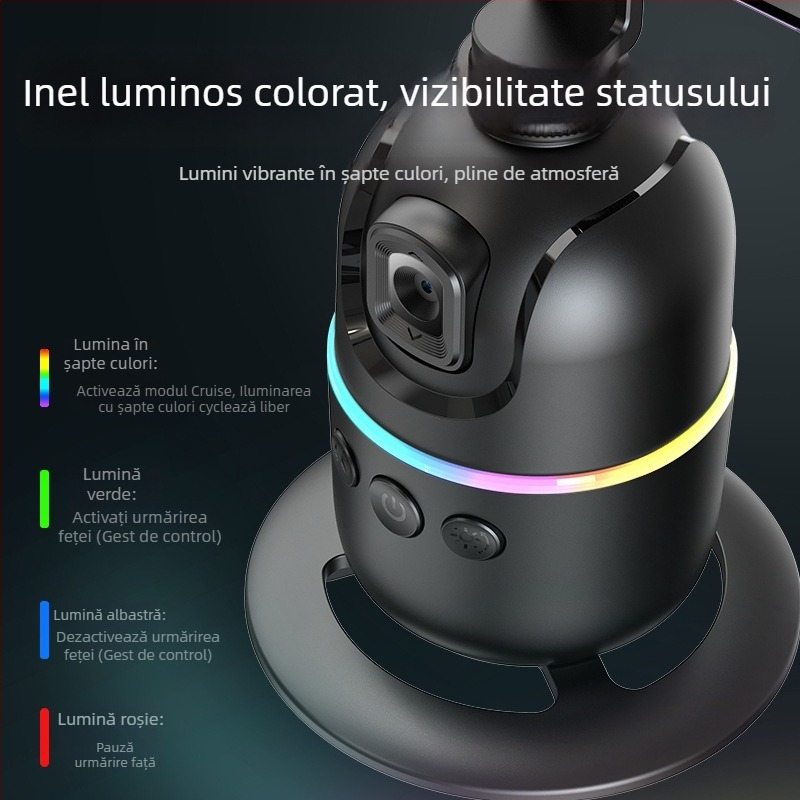 Gimbal pentru telefon cu urmărire AI a feței, suport de birou 360°, compatibilitate universală a telefoanelor, fără aplicație, greutate 248 g, Tokqi/Tuoyi P03